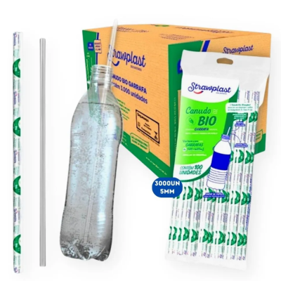 Canudo Bio Garrafa Sache 5Mm Strawplast Cx/ 3000