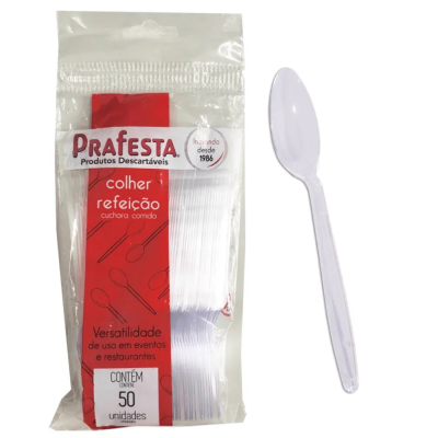 Colher Refeicao Branca 50 Un Prafesta