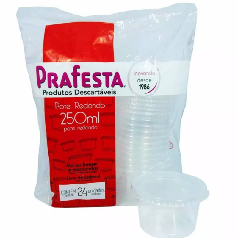Kit Pote Redondo 250 Ml Prafesta 24 Un