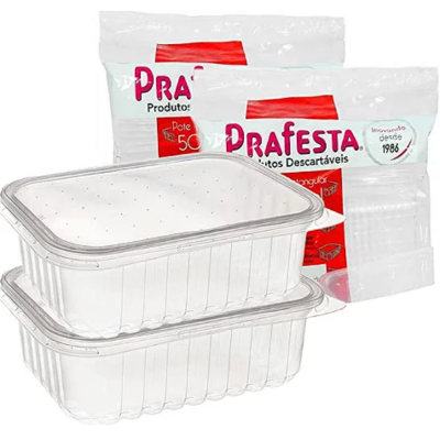 Kit Pote Retangular 500 Ml C/24 Un- Prafesta