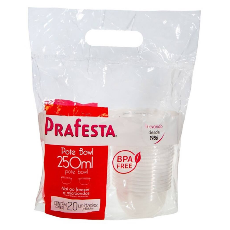 Pote Bowl C/ Sobretampa 250 Ml  Prafesta 20Un
