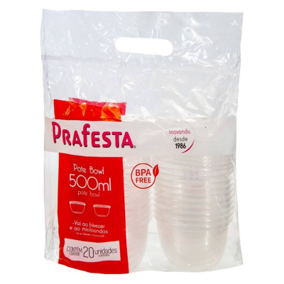 Pote Bowl C/ Sobretampa 500 Ml Prafesta 20Un