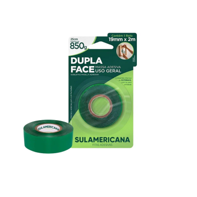 FITA DUPLA FACE SULAMERICANA 10X19MMX2M