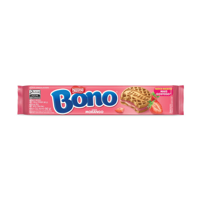 BISCOITO RECHEADO MORANGO BONO 90G