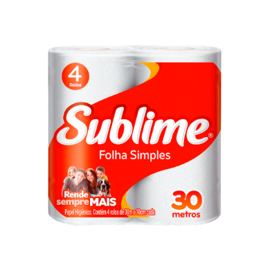 PAPEL HIGIENICO SUBLIME FOLHA SIMPLES 30M 16X4